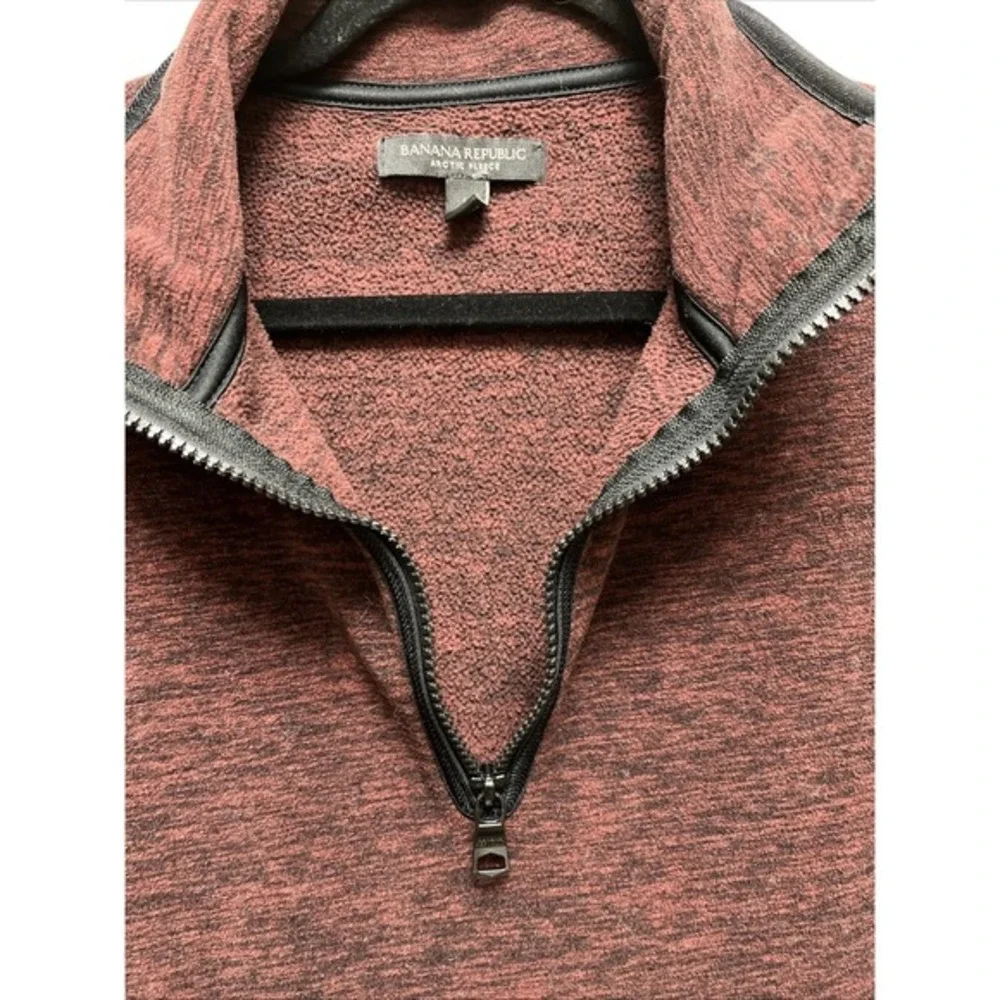 BANANA REPUBLIC ARCTIC FLEECE‎ 1/4 ZIP POLYESTER JACKET BURGUNDY Sz Lg